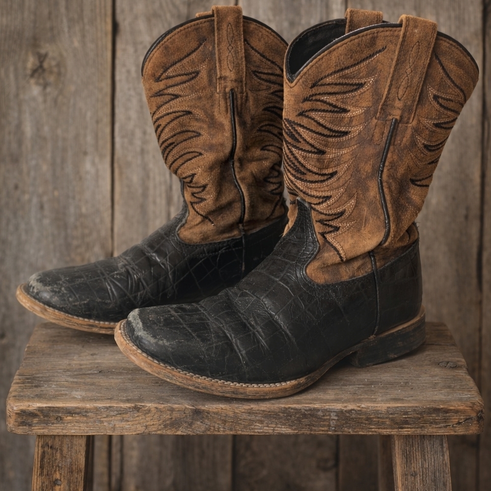Ariat Two-Tone Brown Suede Shaft & Black Leather Toe Kids' Western Boots
